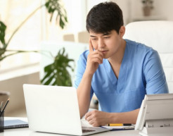 Man taking part in online learning